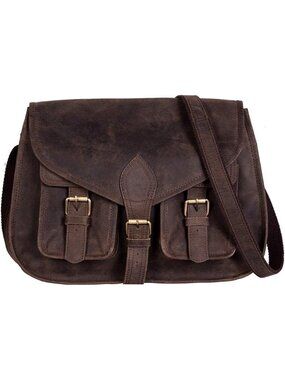 Women Black/Tan Crossbody Satchel Ladies Tote Travel Genuin Leather Shoulder Bag